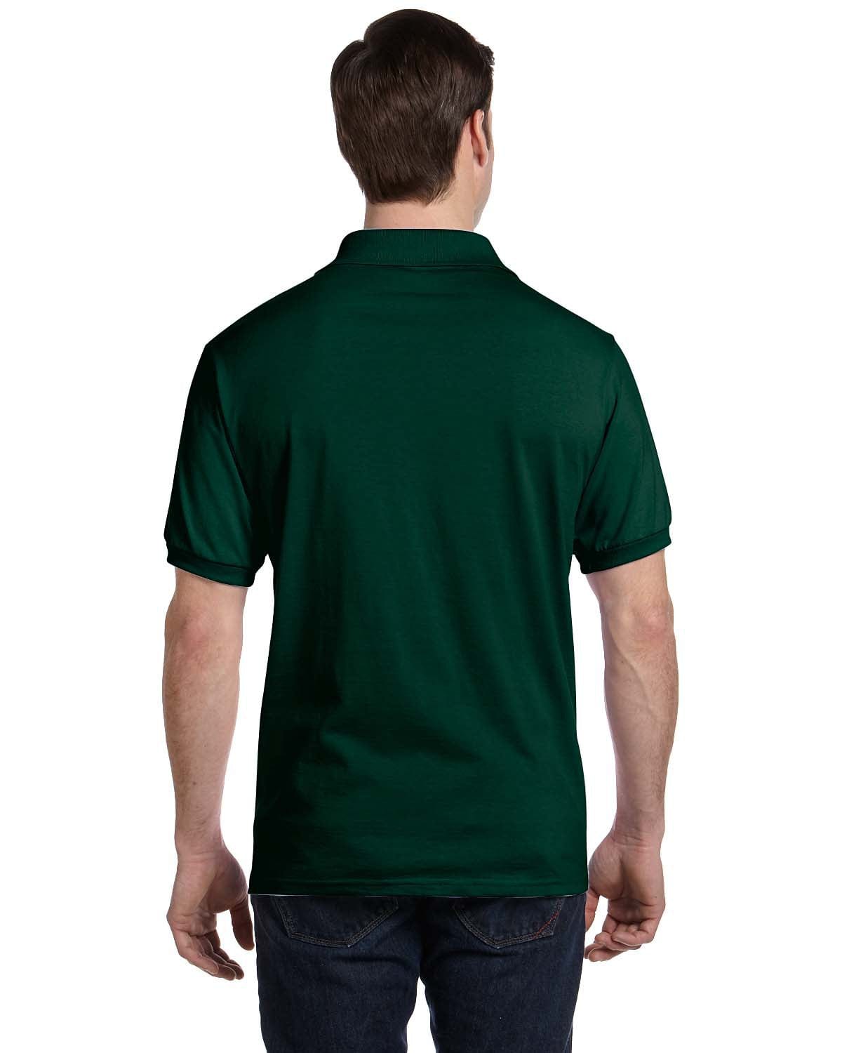 Hanes 50/50 Jersey Knit Pocket Polo Shirt 054P | Deep Forest - Back