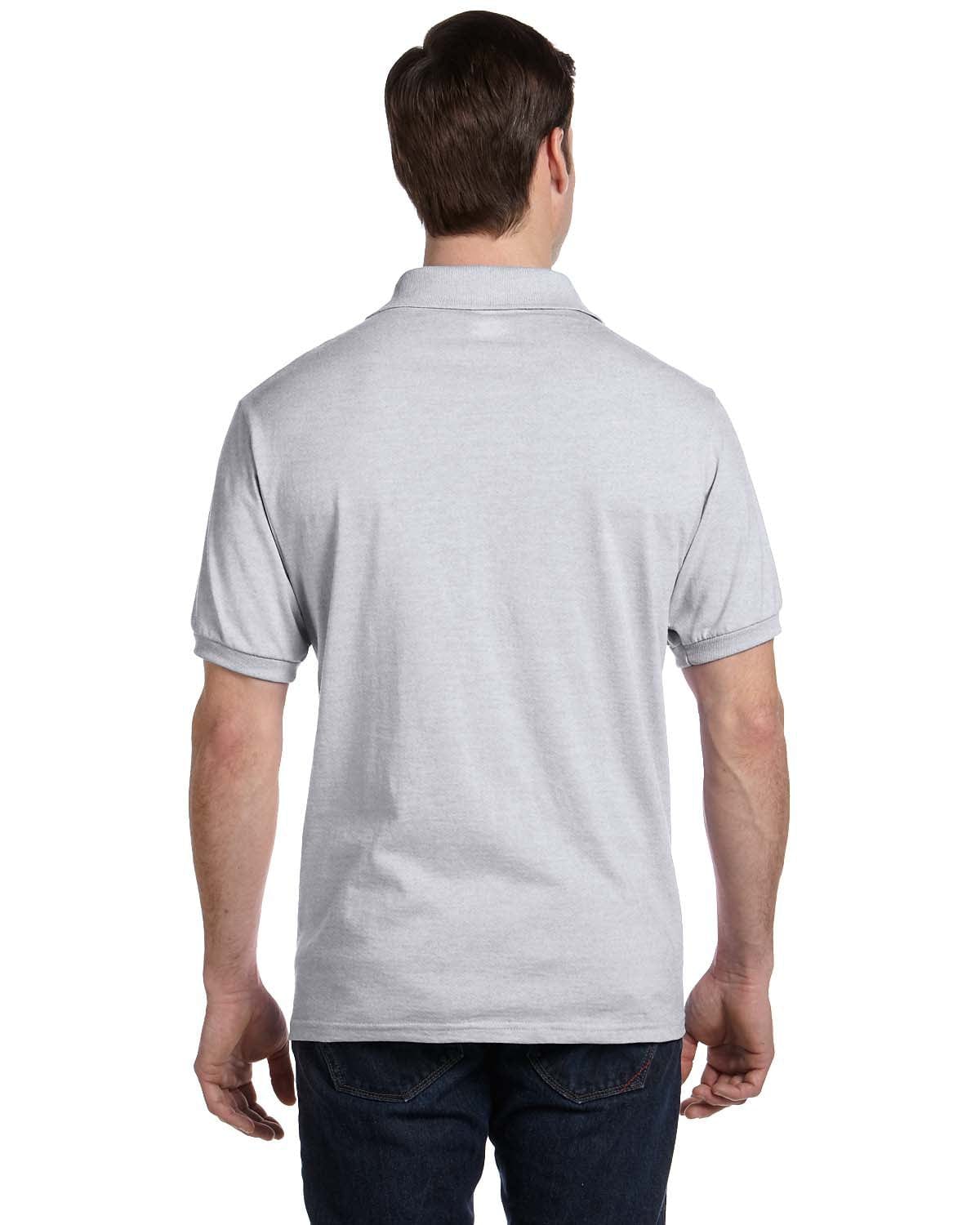 Hanes 50/50 Jersey Knit Pocket Polo Shirt 054P | Ash - Back
