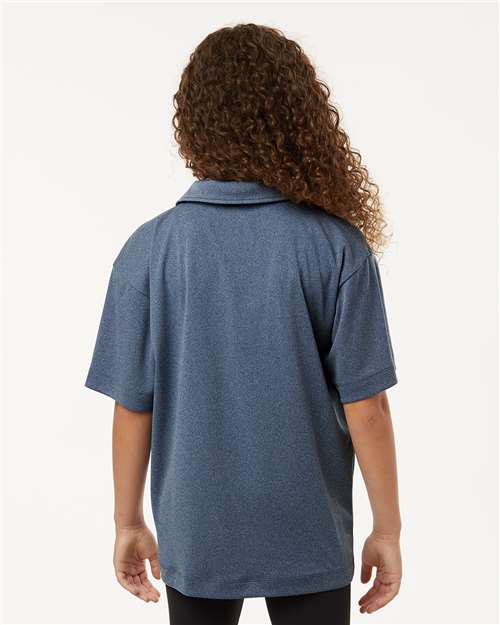 AllPro Youth Pro-Lock Performance Polo | Heather Navy - Back