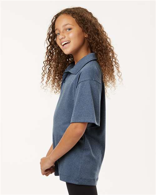 AllPro Youth Pro-Lock Performance Polo | Heather Navy - Side