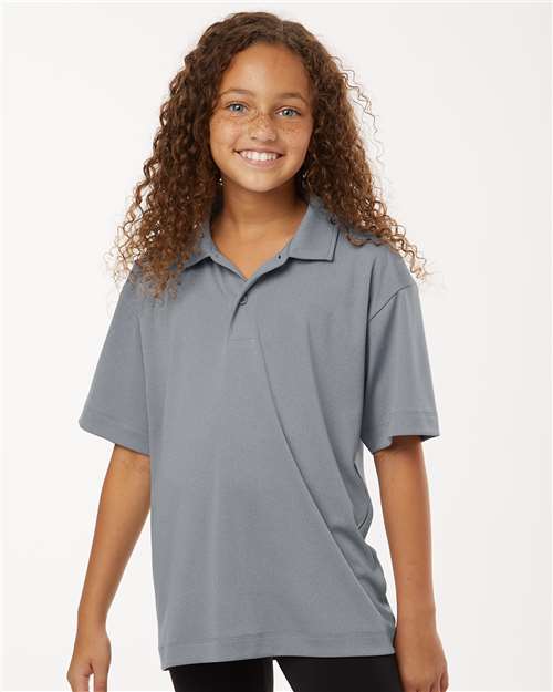 AllPro Youth Pro-Lock Performance Polo | Heather Steel - Front