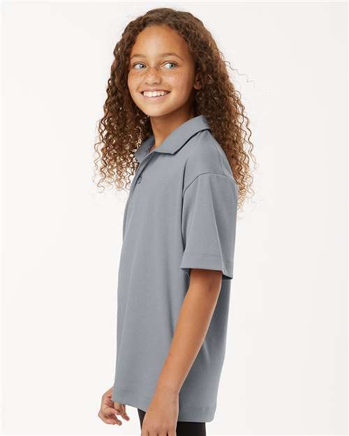 AllPro Youth Pro-Lock Performance Polo | Heather Steel - Side