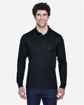 CORE365 Men's Pinnacle Performance Long Sleeve Piqué Polo | Black - Front