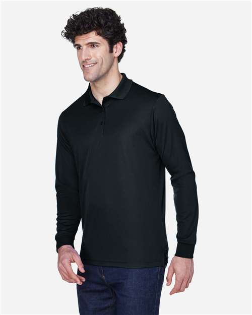 CORE365 Men's Pinnacle Performance Long Sleeve Piqué Polo | Black - Side