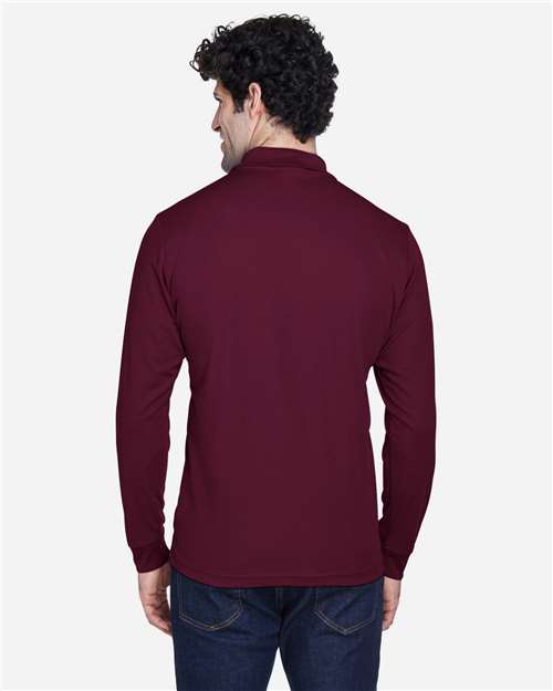 CORE365 Men's Pinnacle Performance Long Sleeve Piqué Polo | Burgundy - Back