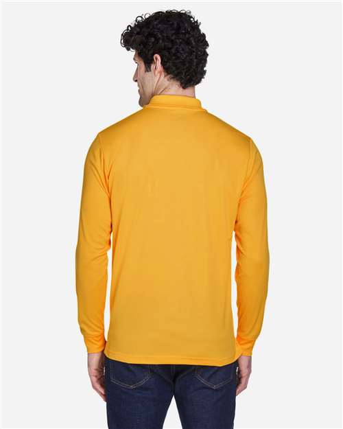 CORE365 Men's Pinnacle Performance Long Sleeve Piqué Polo | Campus Gold - Back