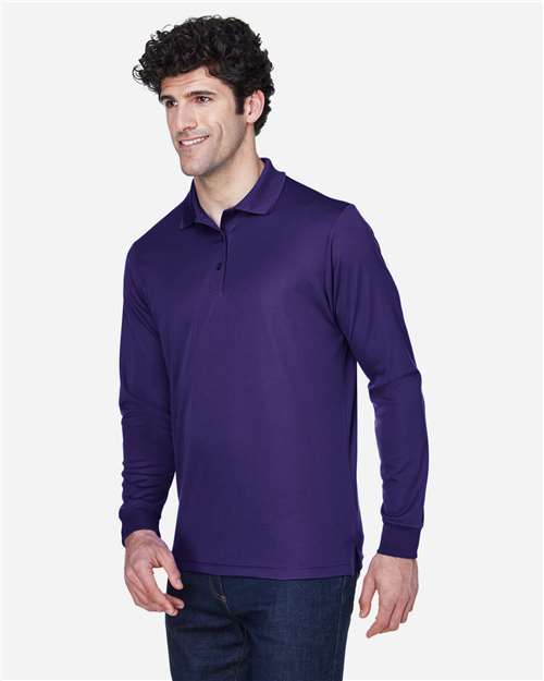 CORE365 Men's Pinnacle Performance Long Sleeve Piqué Polo | Campus Purple - Side