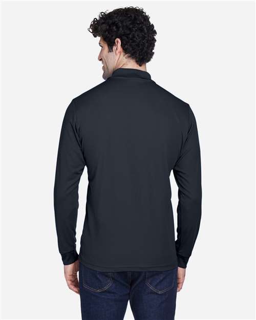 CORE365 Men's Pinnacle Performance Long Sleeve Piqué Polo | Carbon - Back