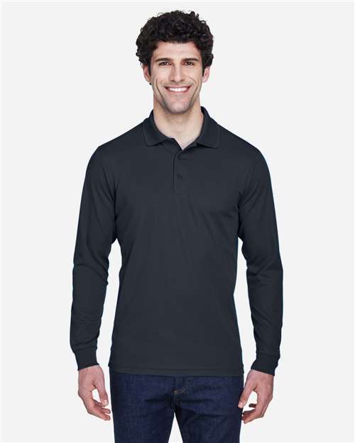 CORE365 Men's Pinnacle Performance Long Sleeve Piqué Polo | Carbon - Front