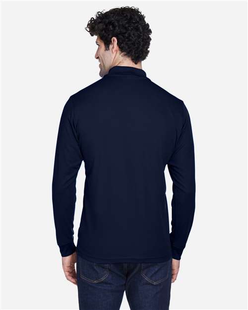 CORE365 Men's Pinnacle Performance Long Sleeve Piqué Polo | Classic Navy - Back