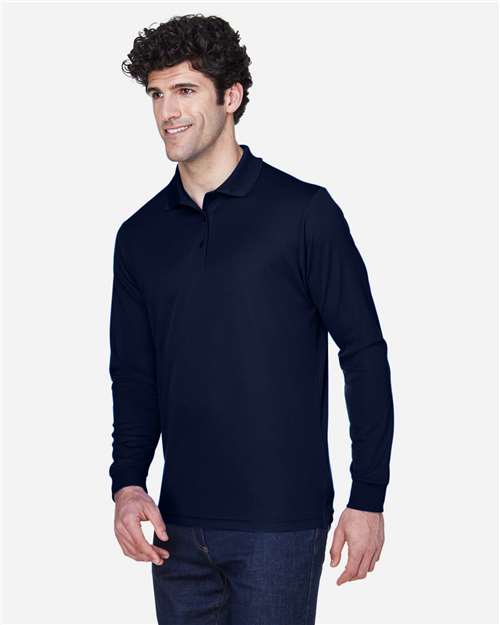 CORE365 Men's Pinnacle Performance Long Sleeve Piqué Polo | Classic Navy - Side