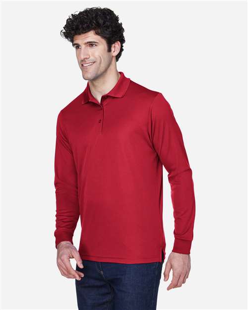CORE365 Men's Pinnacle Performance Long Sleeve Piqué Polo | Classic Red - Side