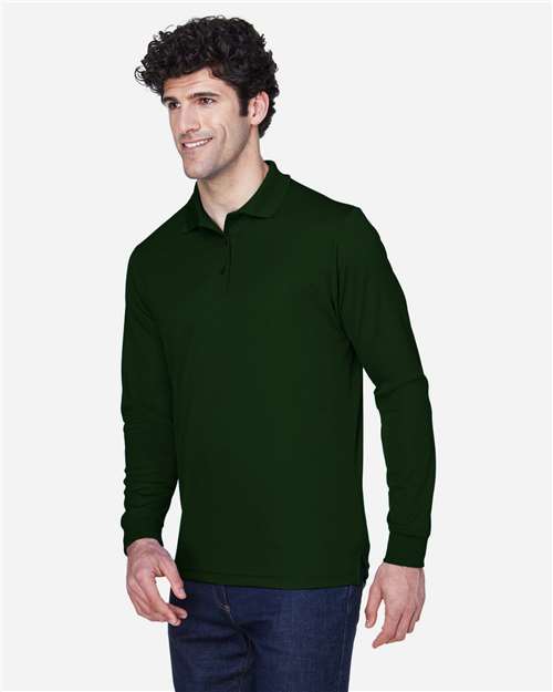 CORE365 Men's Pinnacle Performance Long Sleeve Piqué Polo | Forest - Side