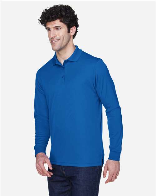 CORE365 Men's Pinnacle Performance Long Sleeve Piqué Polo | True Royal - Side