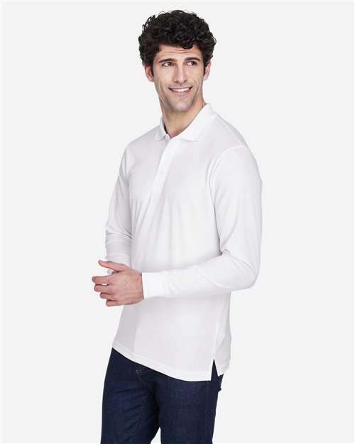 CORE365 Men's Pinnacle Performance Long Sleeve Piqué Polo | White - Side