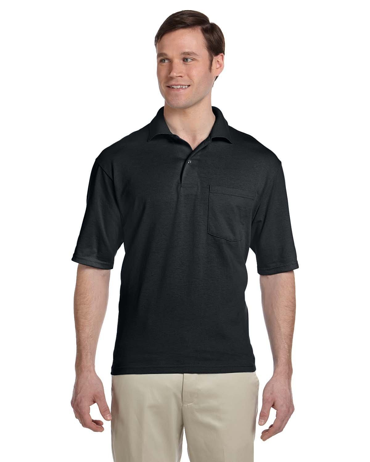 Jerzees 50/50 Jersey Knit Polo W/Pocket 436P | Black - Front