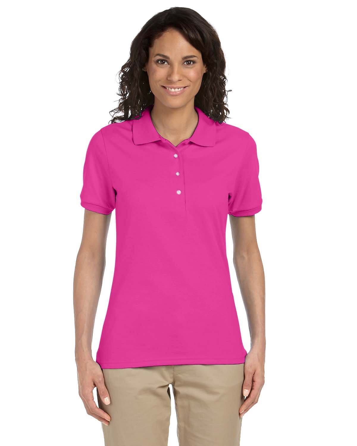 Jerzees Ladies 50/50 Jersey Knit Polo Shirt 437W | Cyber Pink - Front