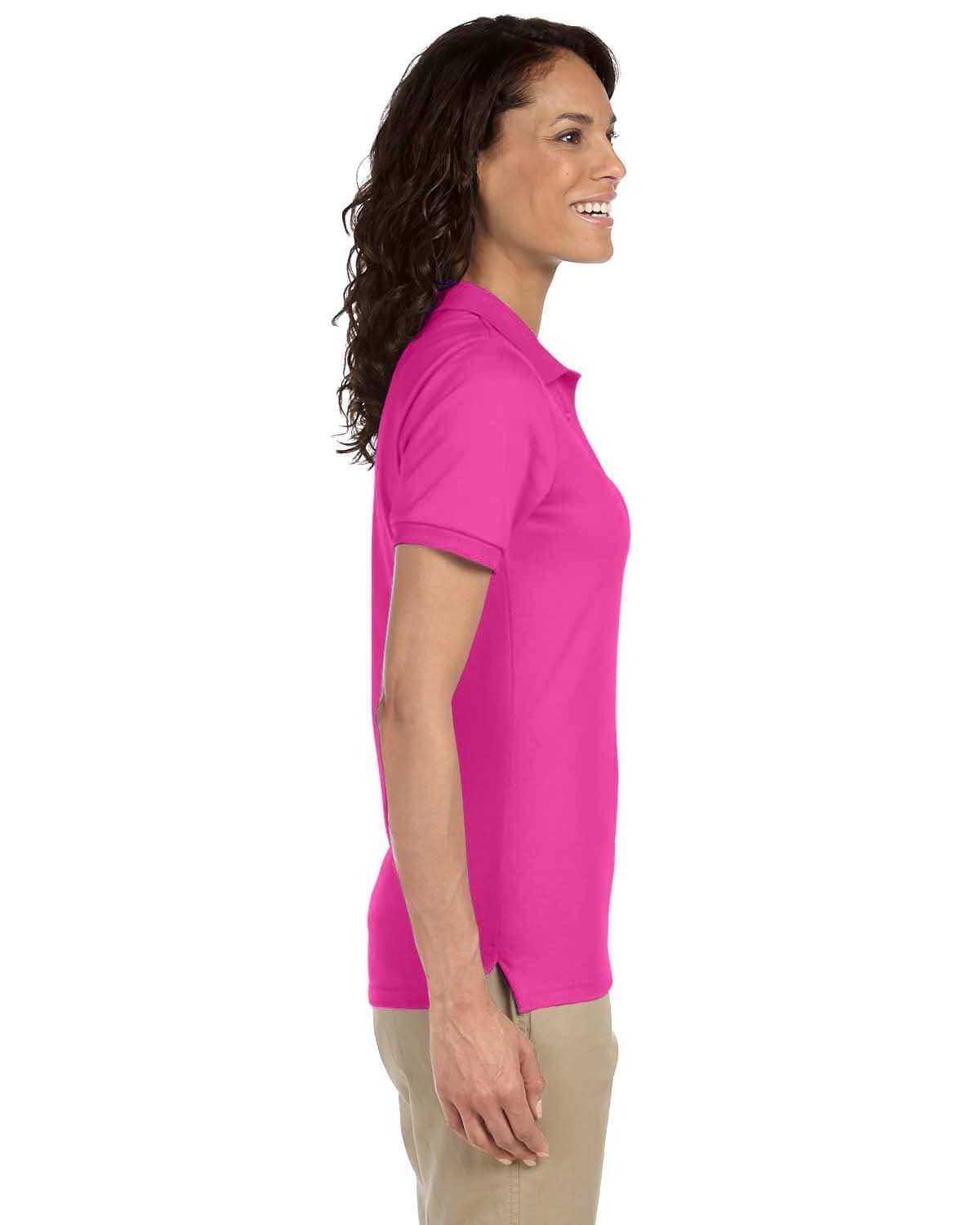 Jerzees Ladies 50/50 Jersey Knit Polo Shirt 437W | Cyber Pink - Side