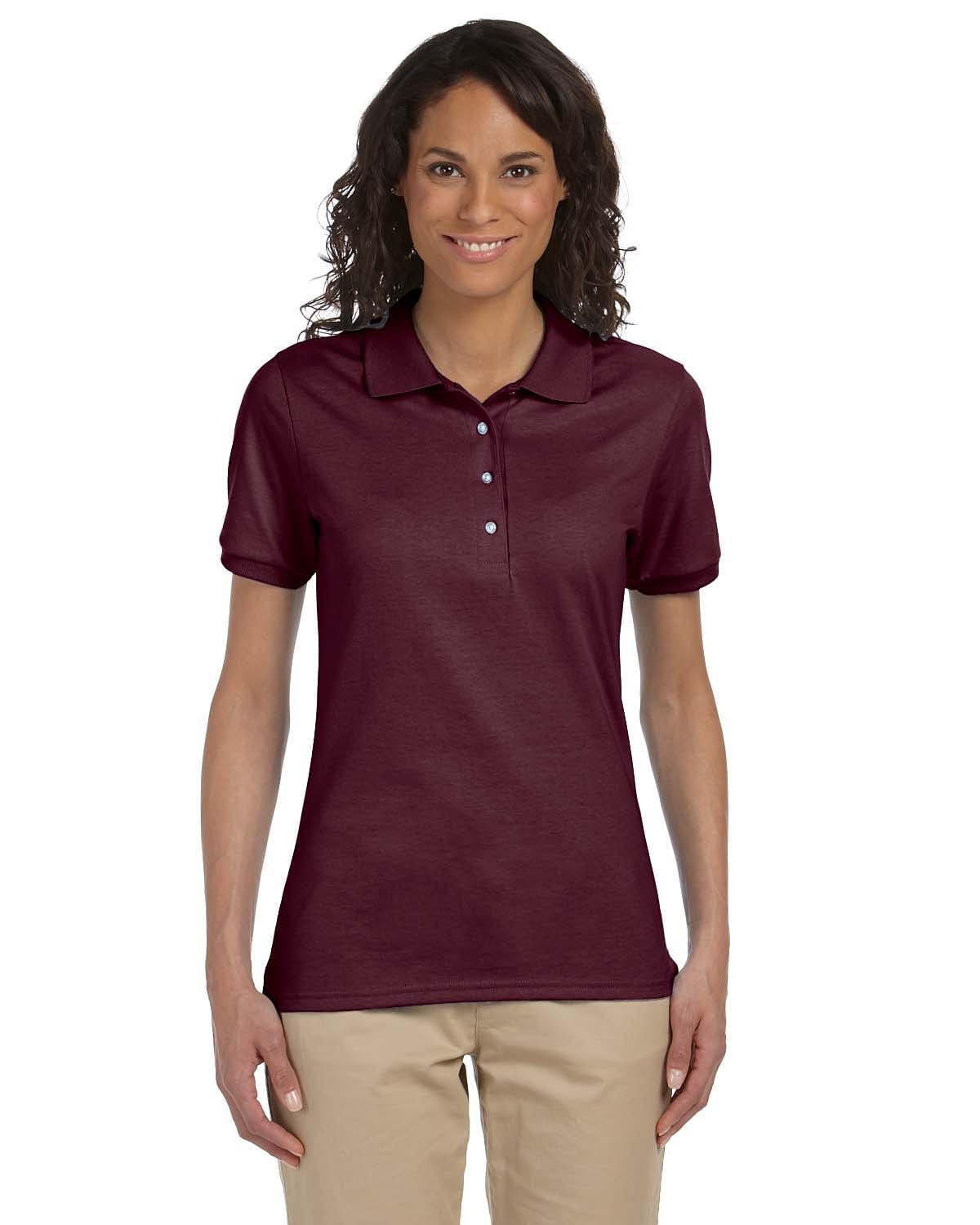 Jerzees Ladies 50/50 Jersey Knit Polo Shirt 437W | Maroon - Front
