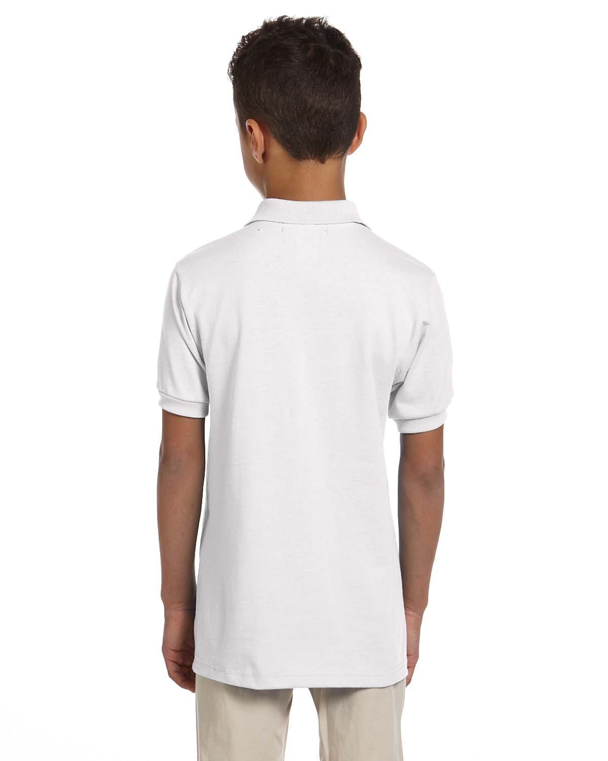 Jerzees Youth 50/50 Jersey Knit Polo Shirt 437Y | White - Back