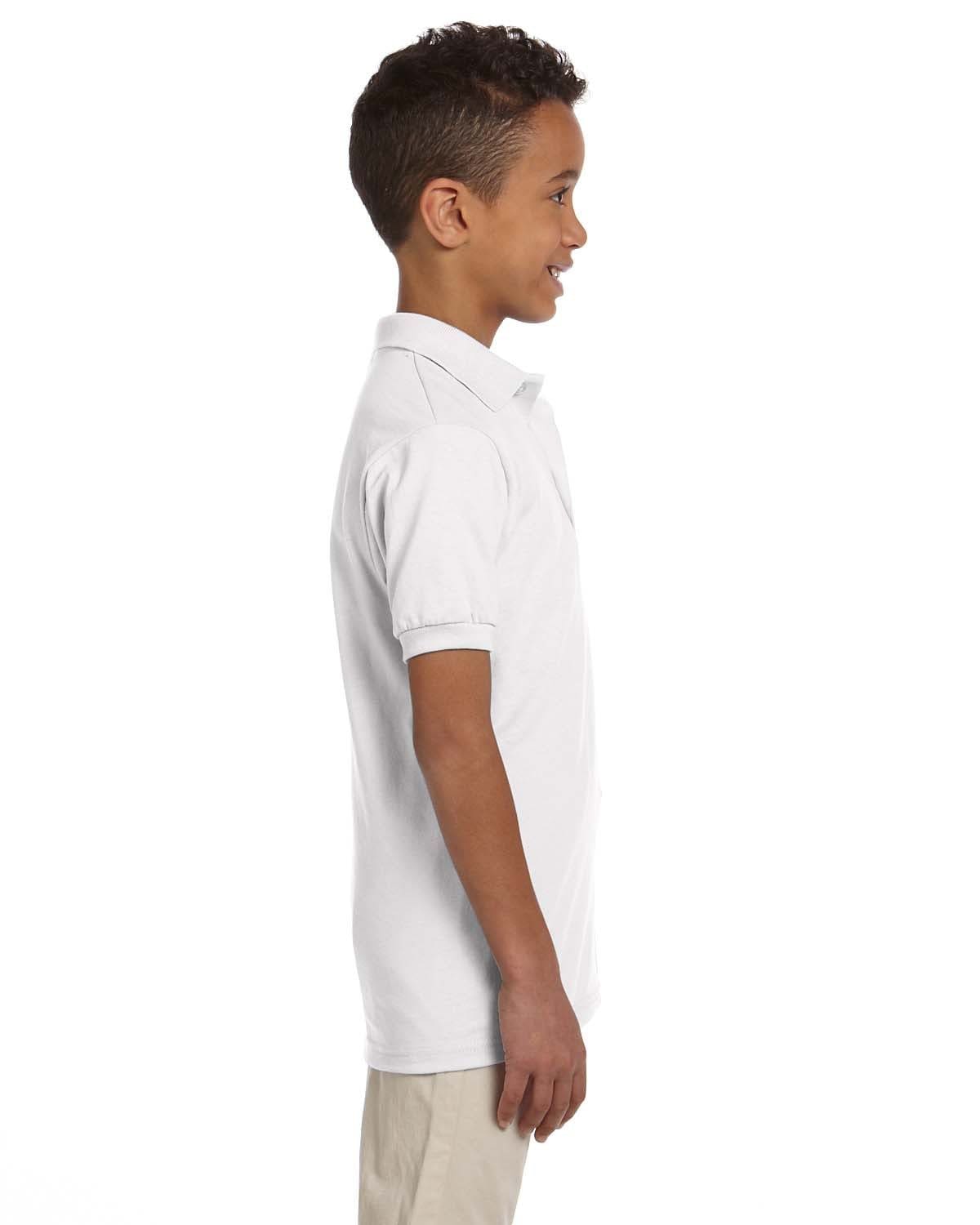 Jerzees Youth 50/50 Jersey Knit Polo Shirt 437Y | White - Side