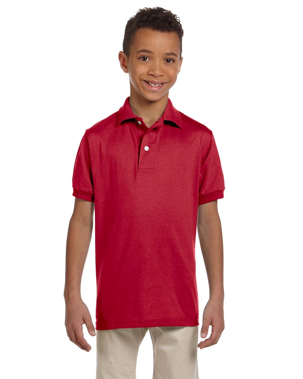Jerzees Youth 50/50 Jersey Knit Polo Shirt 437Y | True Red - Front