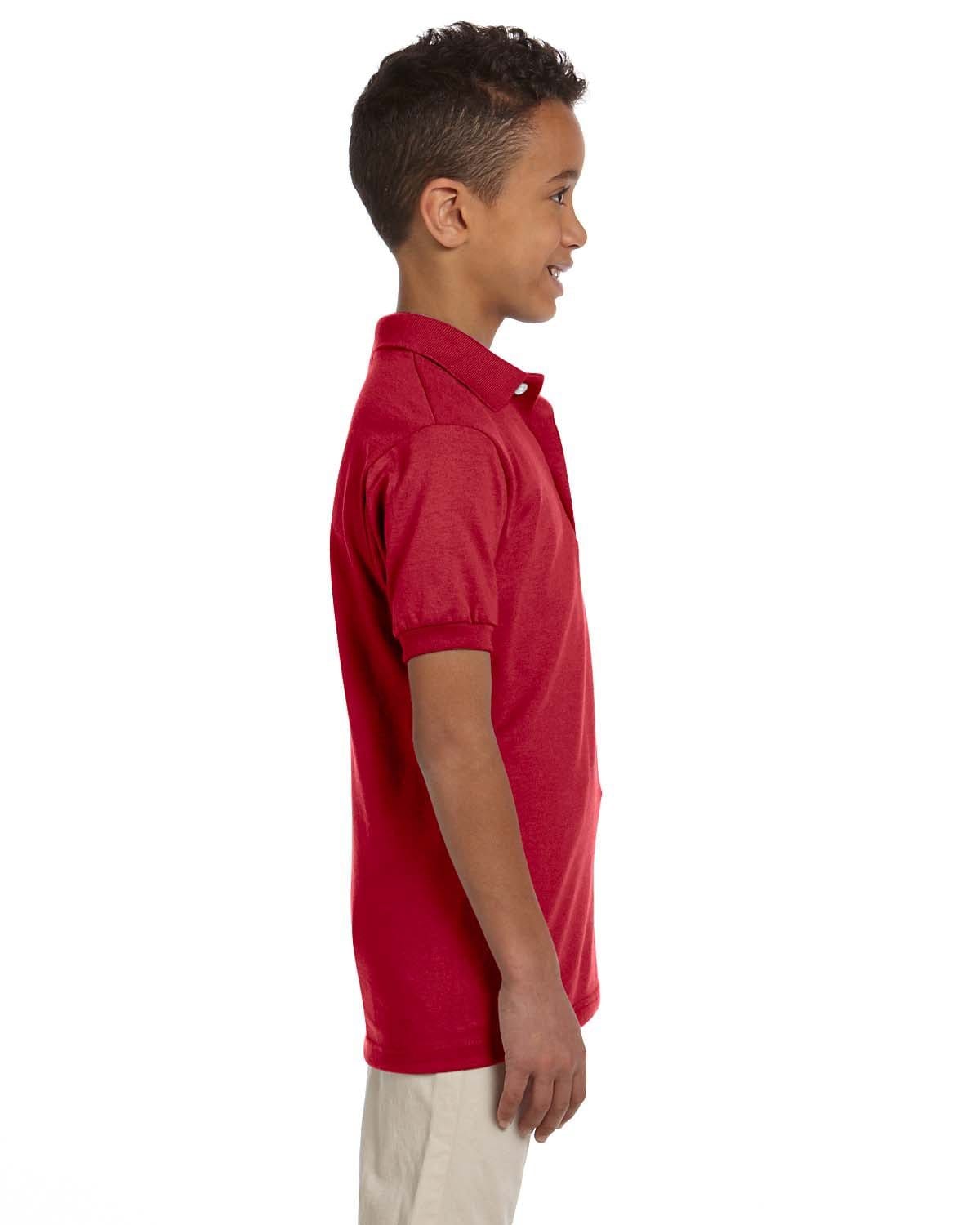 Jerzees Youth 50/50 Jersey Knit Polo Shirt 437Y | True Red - Side