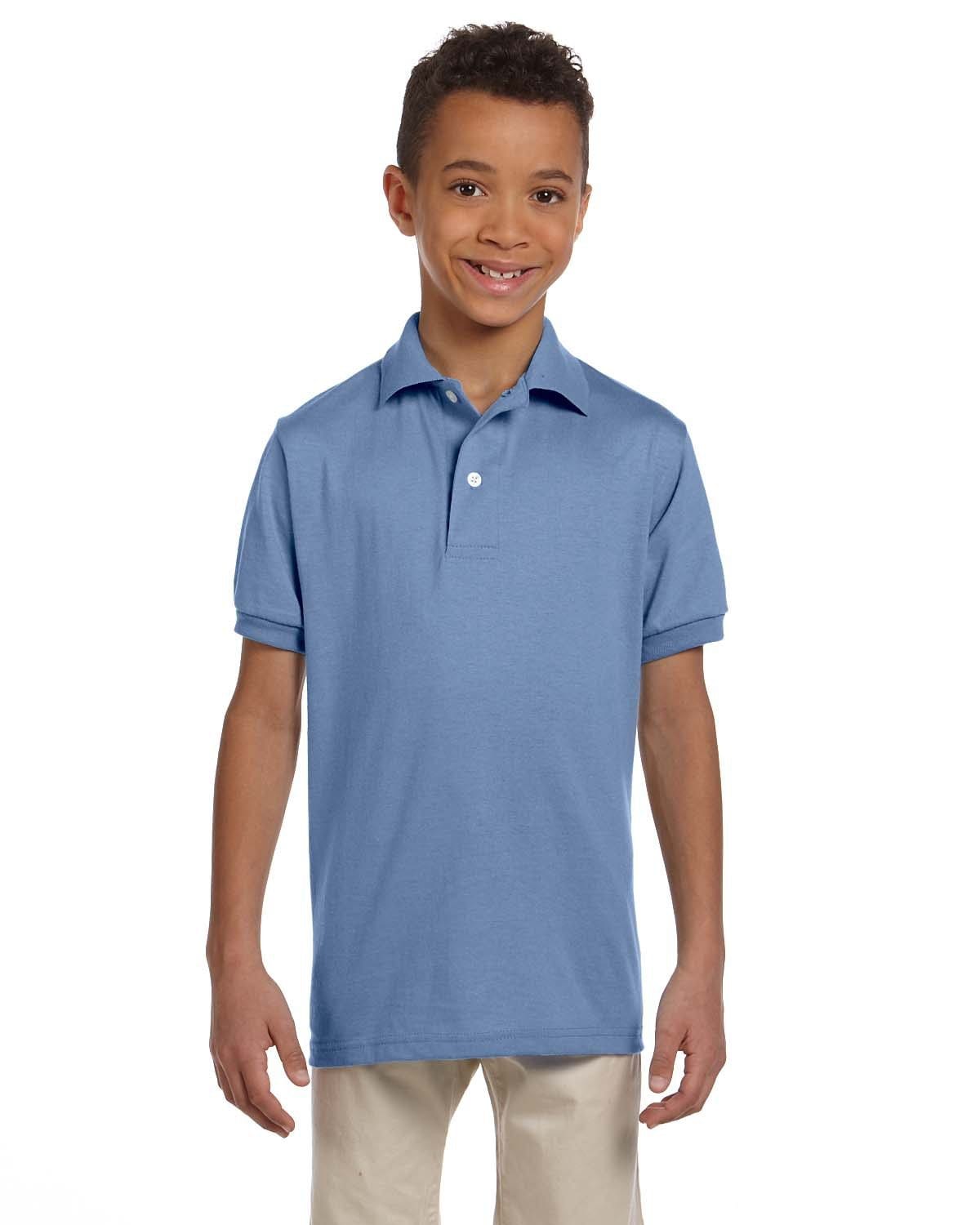 Jerzees Youth 50/50 Jersey Knit Polo Shirt 437Y | Light Blue - Front