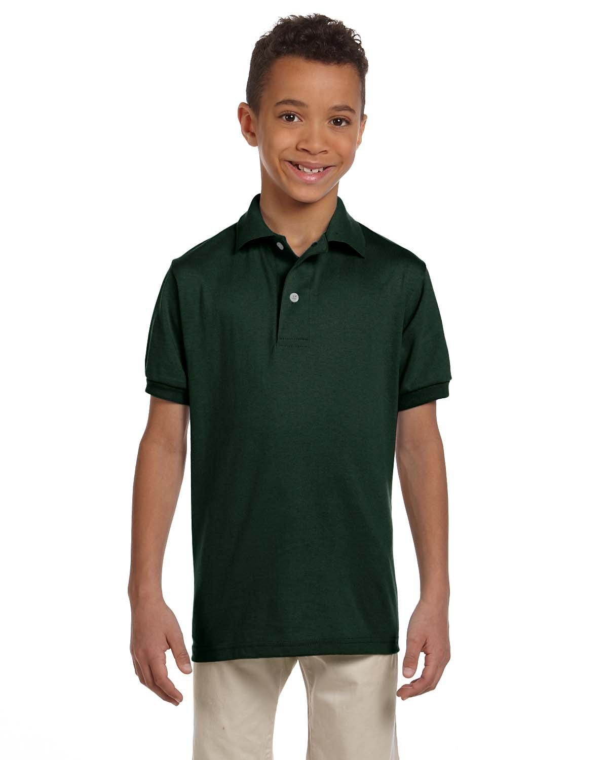 Jerzees Youth 50/50 Jersey Knit Polo Shirt 437Y | Forest Green - Front