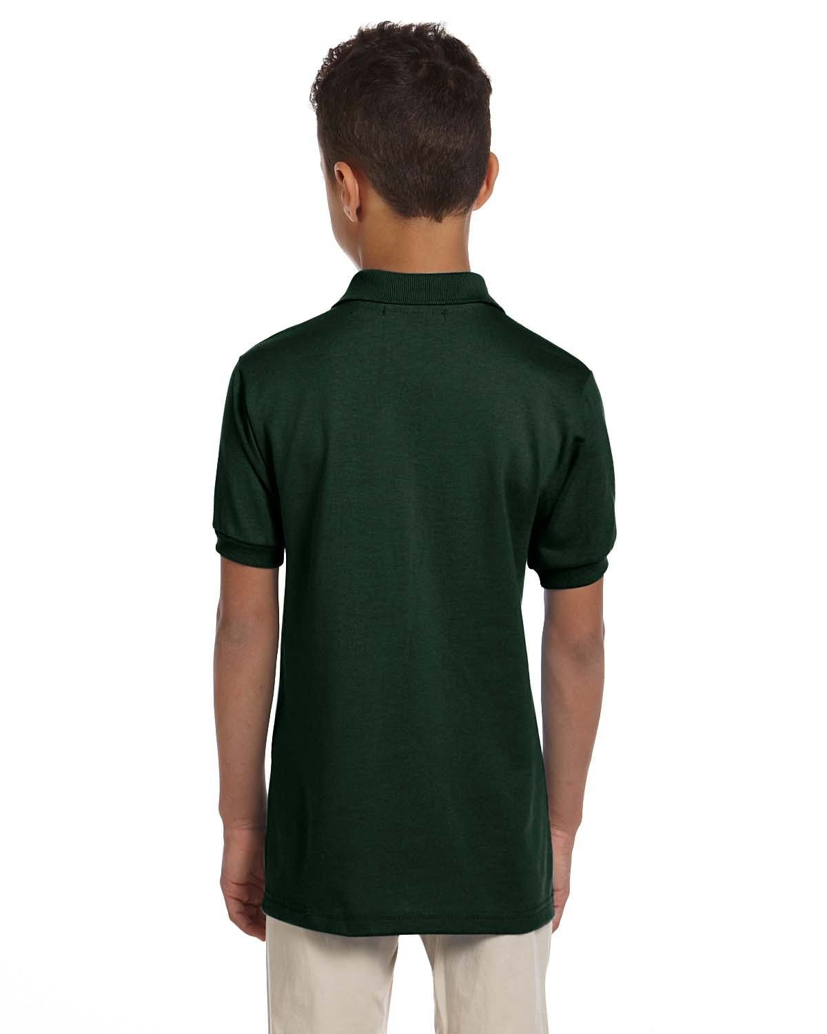 Jerzees Youth 50/50 Jersey Knit Polo Shirt 437Y | Forest Green - Back