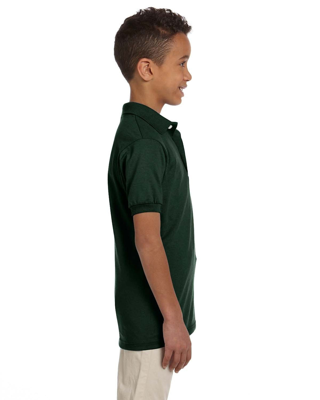 Jerzees Youth 50/50 Jersey Knit Polo Shirt 437Y | Forest Green - Side