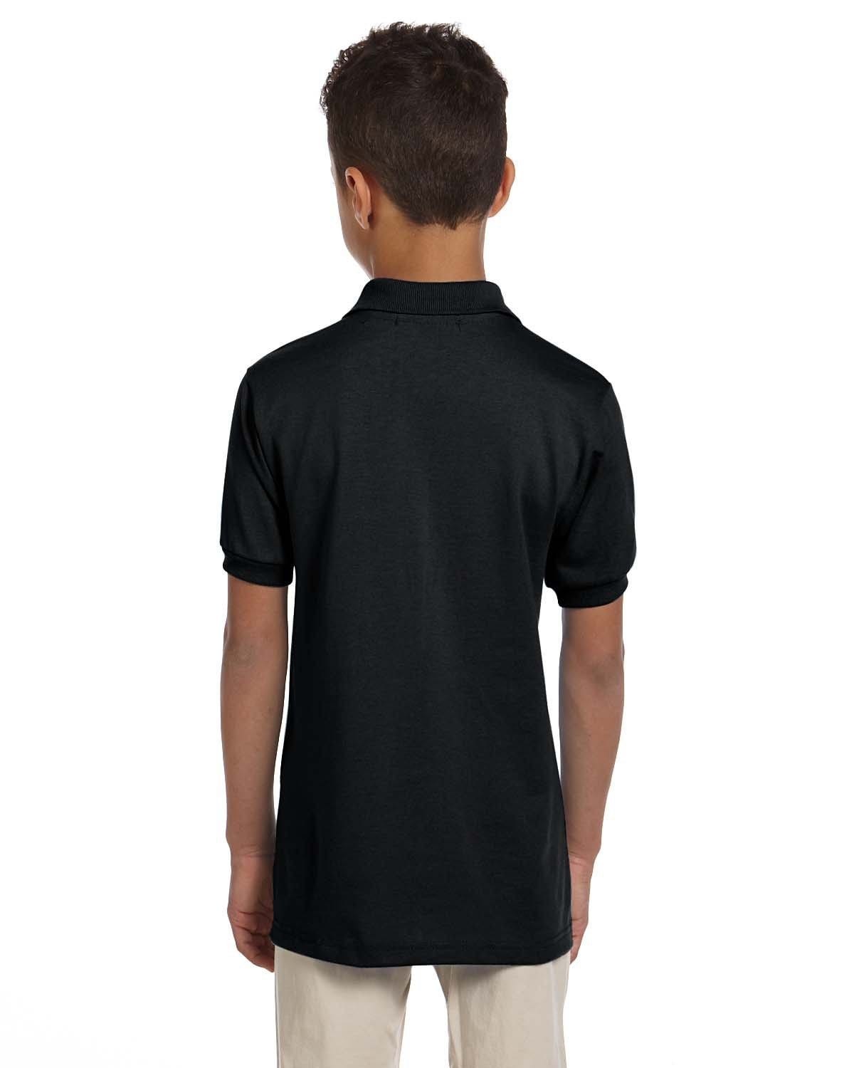 Jerzees Youth 50/50 Jersey Knit Polo Shirt 437Y | Black - Back