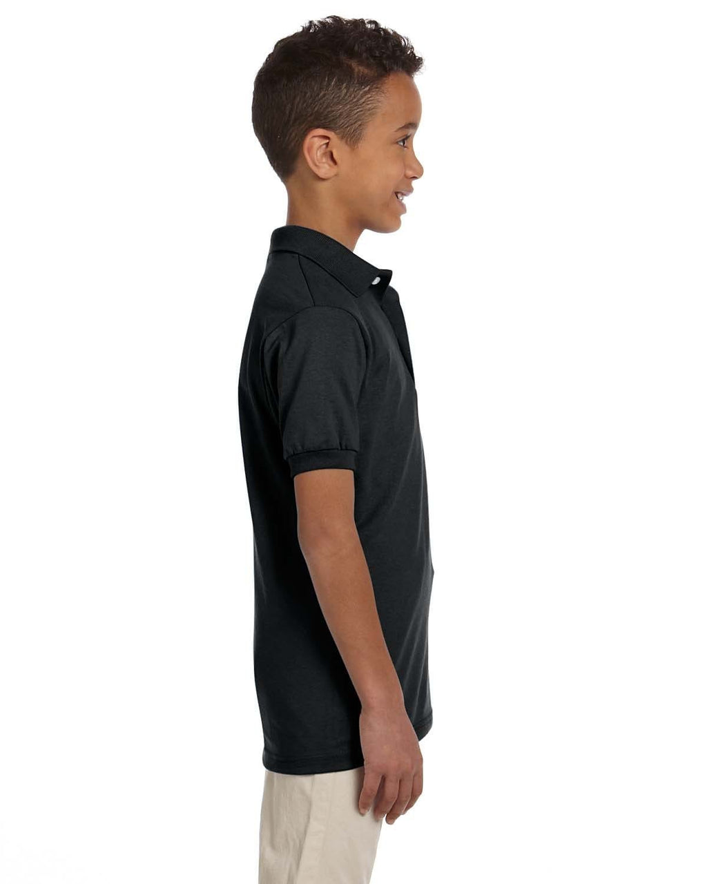 Jerzees Youth 50/50 Jersey Knit Polo Shirt 437Y | Black - Side