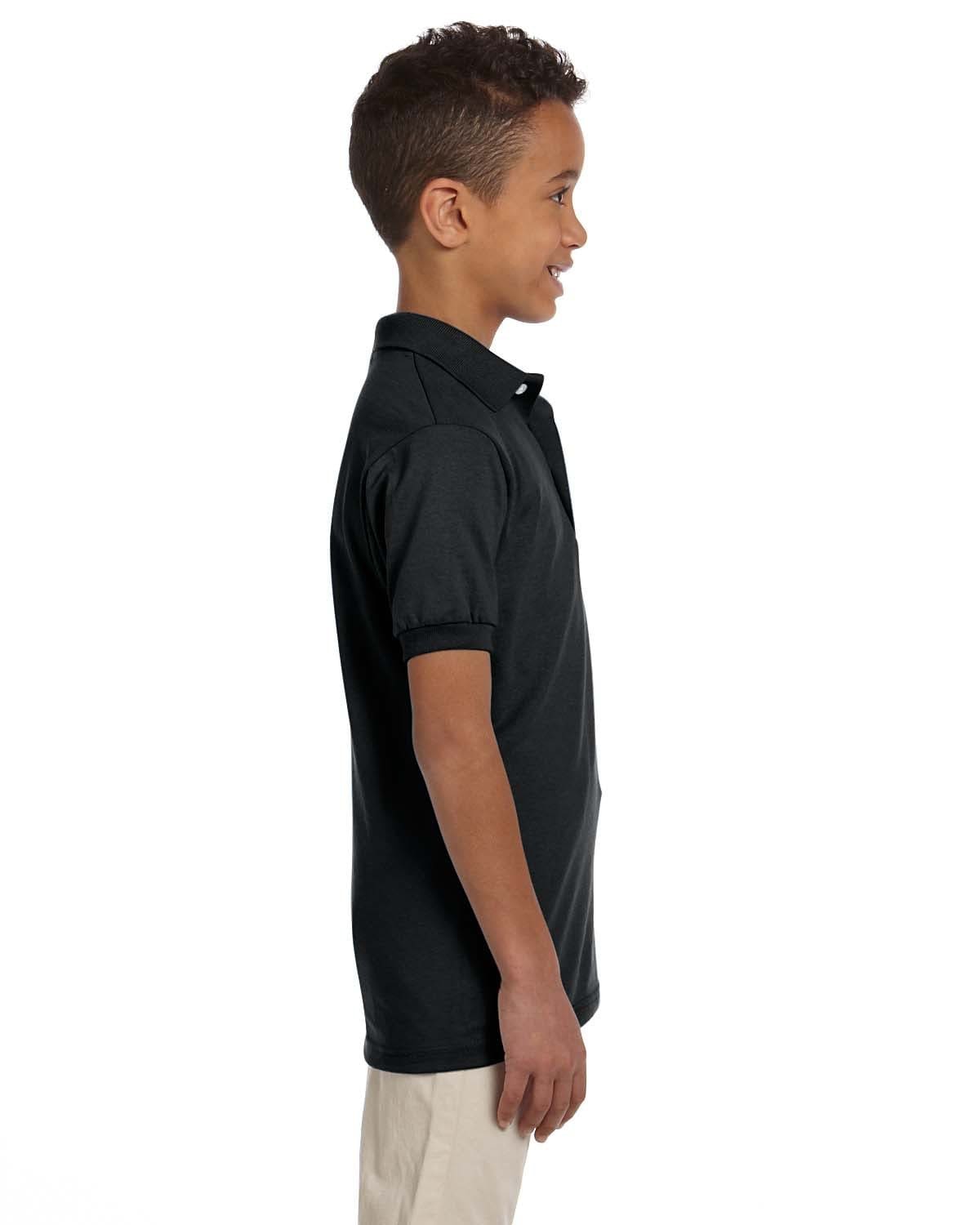 Jerzees Youth 50/50 Jersey Knit Polo Shirt 437Y | Black - Side