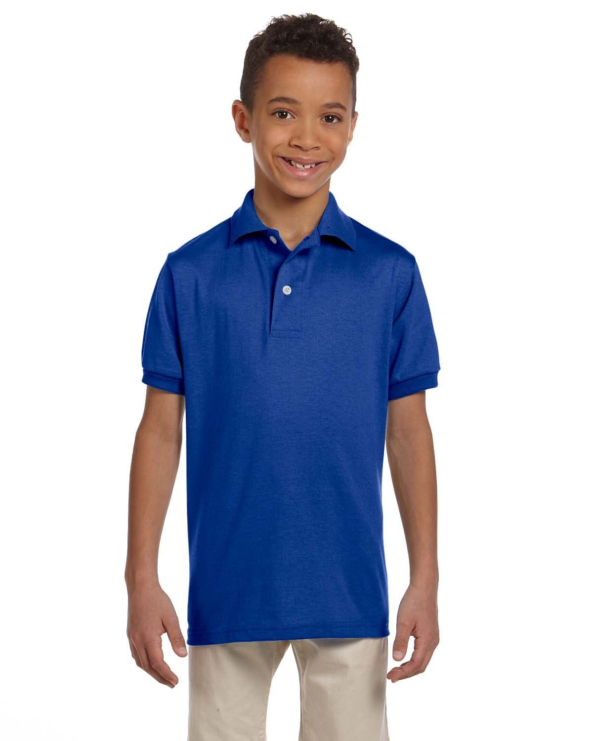 Jerzees Youth 50/50 Jersey Knit Polo Shirt 437Y | Royal - Front