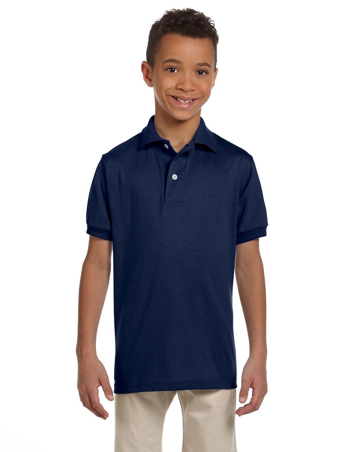 Jerzees Youth 50/50 Jersey Knit Polo Shirt 437Y | J Navy - Front