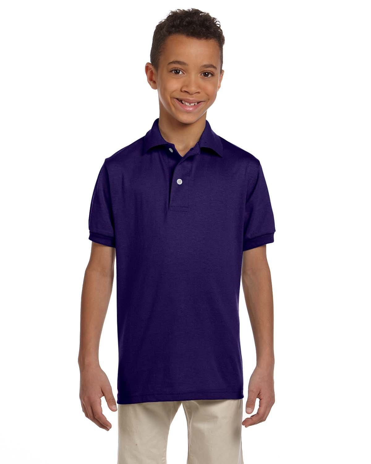 Jerzees Youth 50/50 Jersey Knit Polo Shirt 437Y | Deep Purple - Front