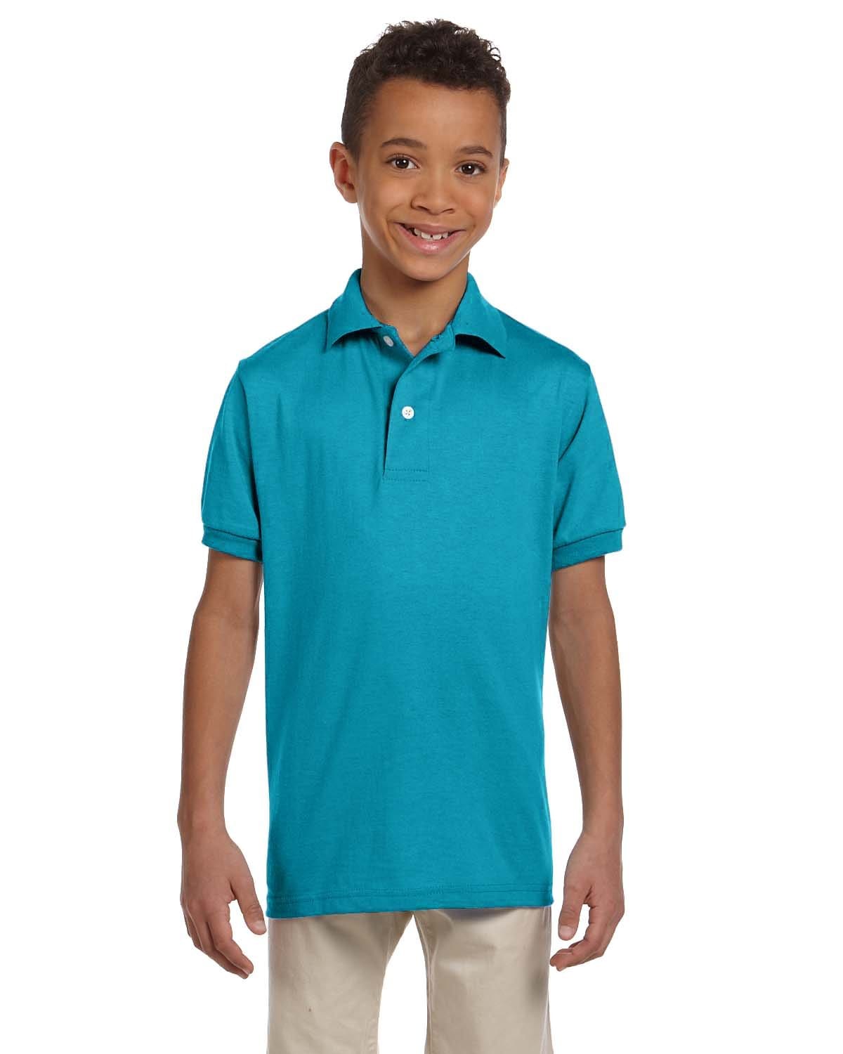 Jerzees Youth 50/50 Jersey Knit Polo Shirt 437Y | California Blue - Front
