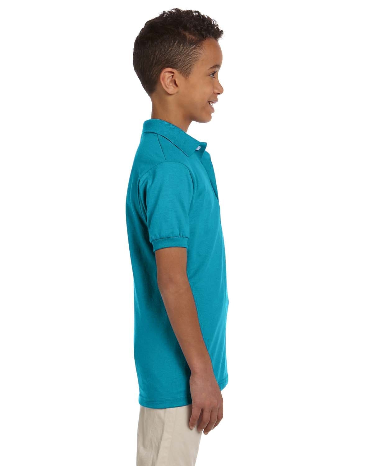 Jerzees Youth 50/50 Jersey Knit Polo Shirt 437Y | California Blue - Side