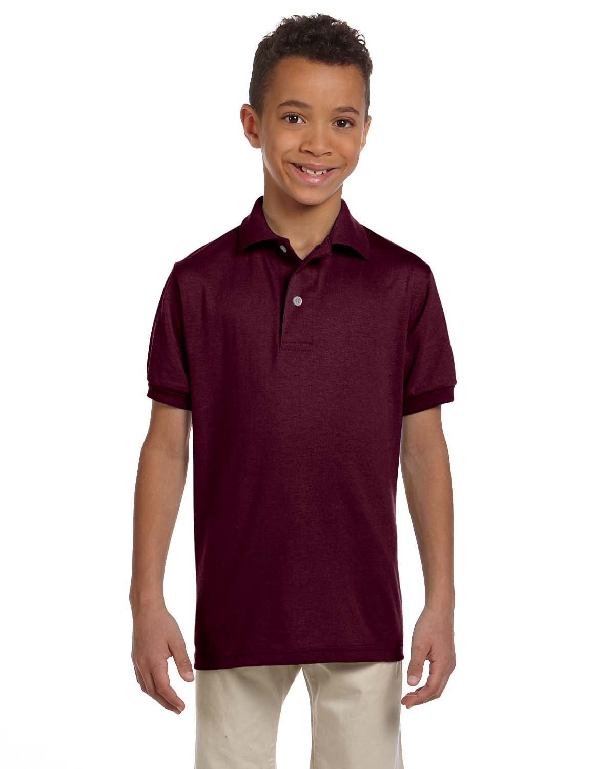 Jerzees Youth 50/50 Jersey Knit Polo Shirt 437Y | Maroon - Front