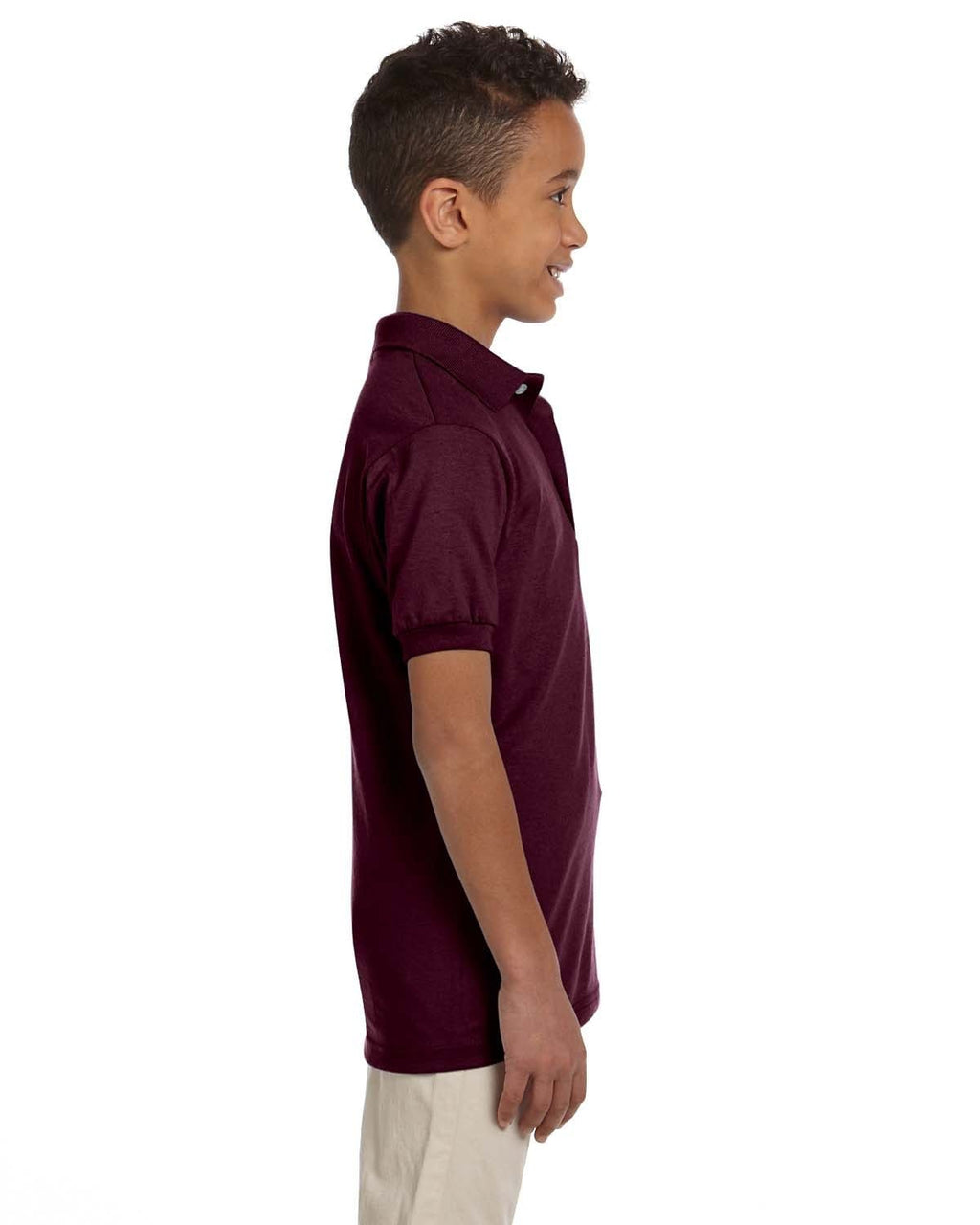 Jerzees Youth 50/50 Jersey Knit Polo Shirt 437Y | Maroon - Side
