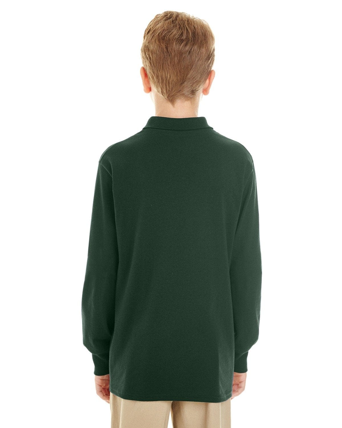 Jerzees Youth Long Sleeve Polo Shirt 437YL | Forest Green - Back