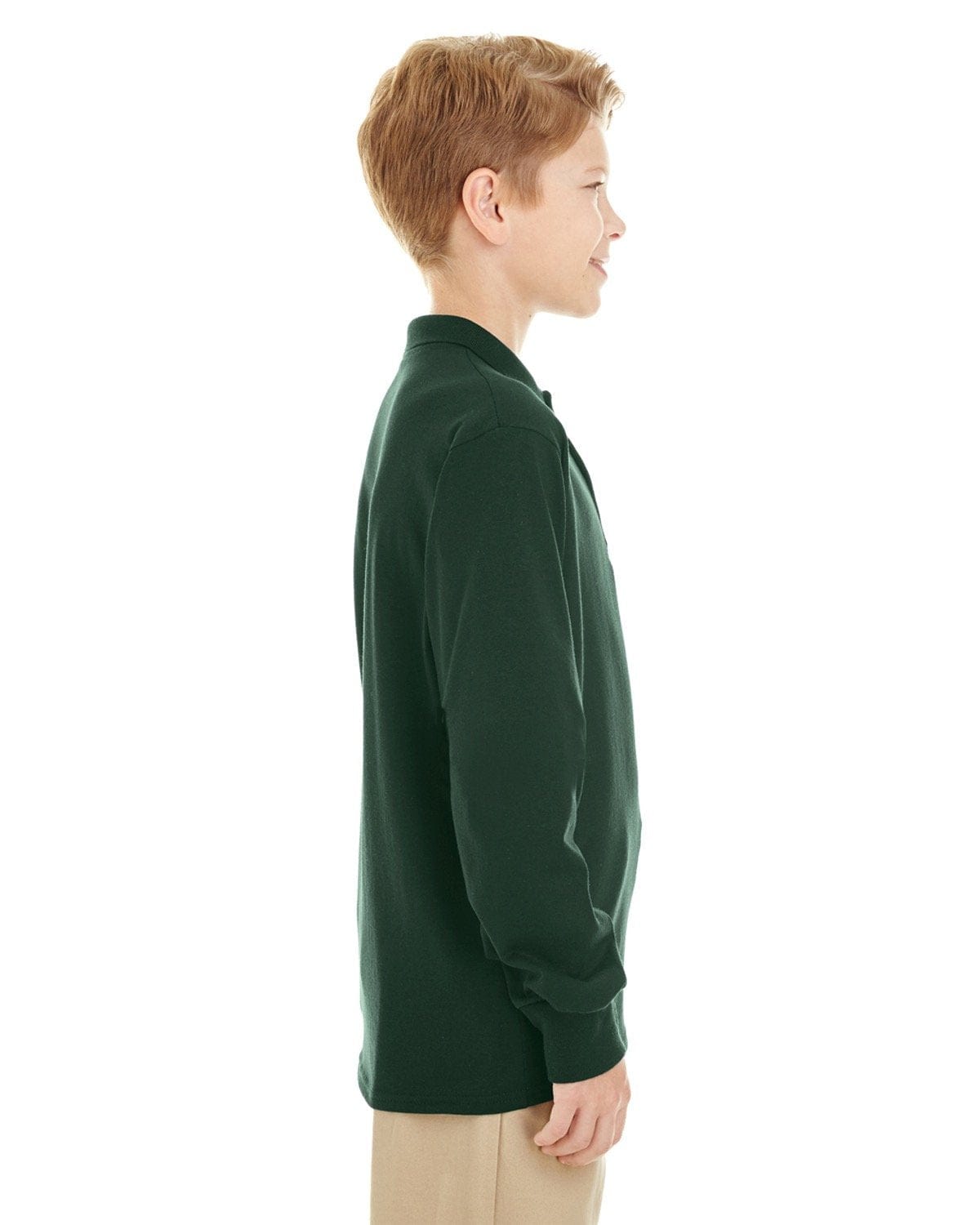 Jerzees Youth Long Sleeve Polo Shirt 437YL | Forest Green - Side