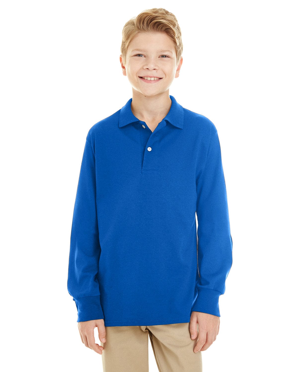 Jerzees Youth Long Sleeve Polo Shirt 437YL | Royal - Front