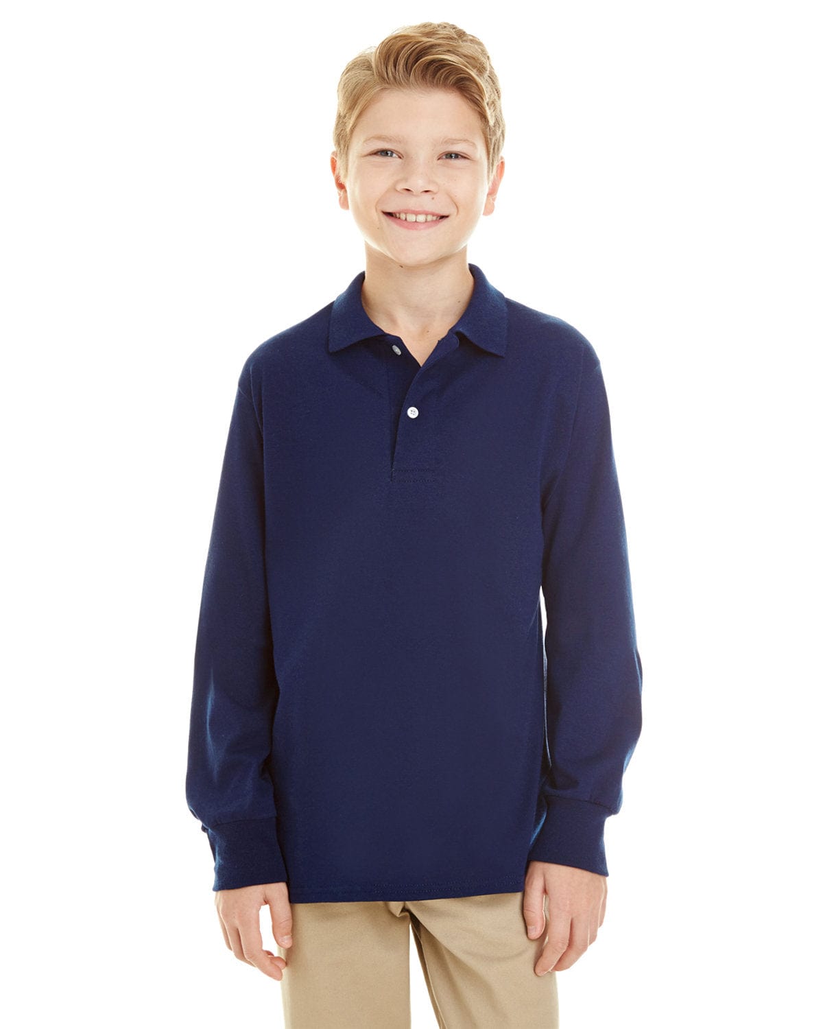 Jerzees Youth Long Sleeve Polo Shirt 437YL | J Navy - Front
