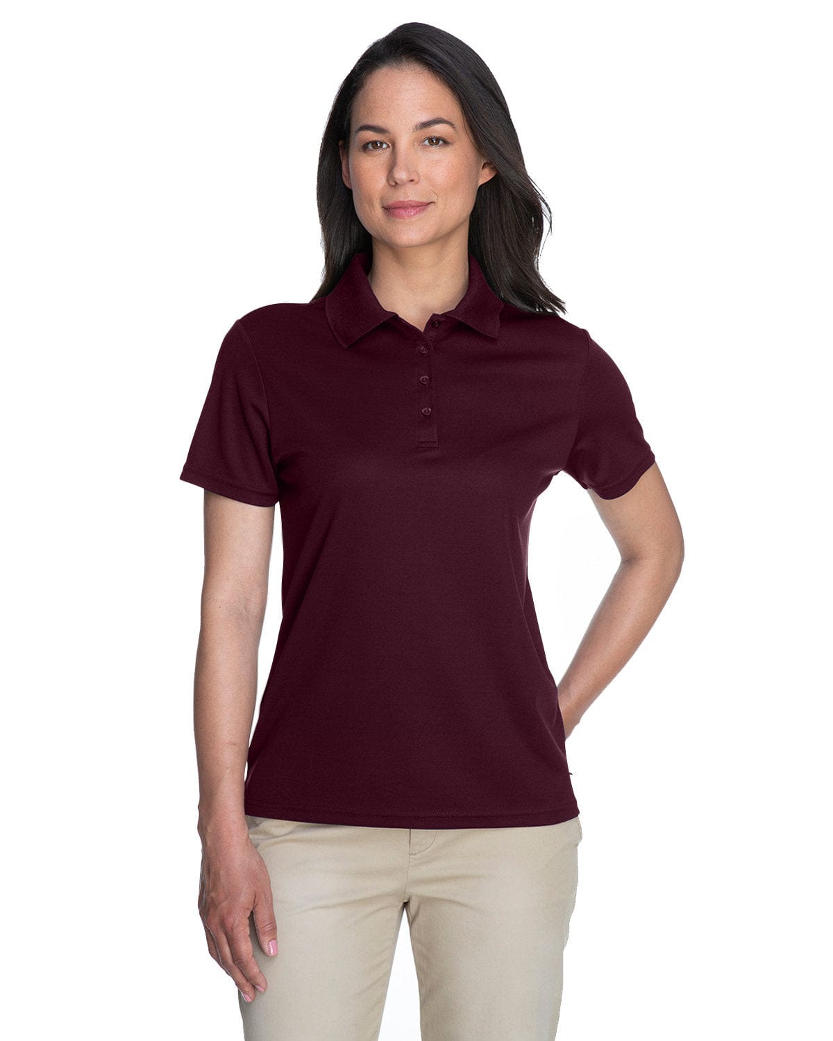 Core 365 Origin Ladies Performance Pique Polo 78181 | Burgundy - Front