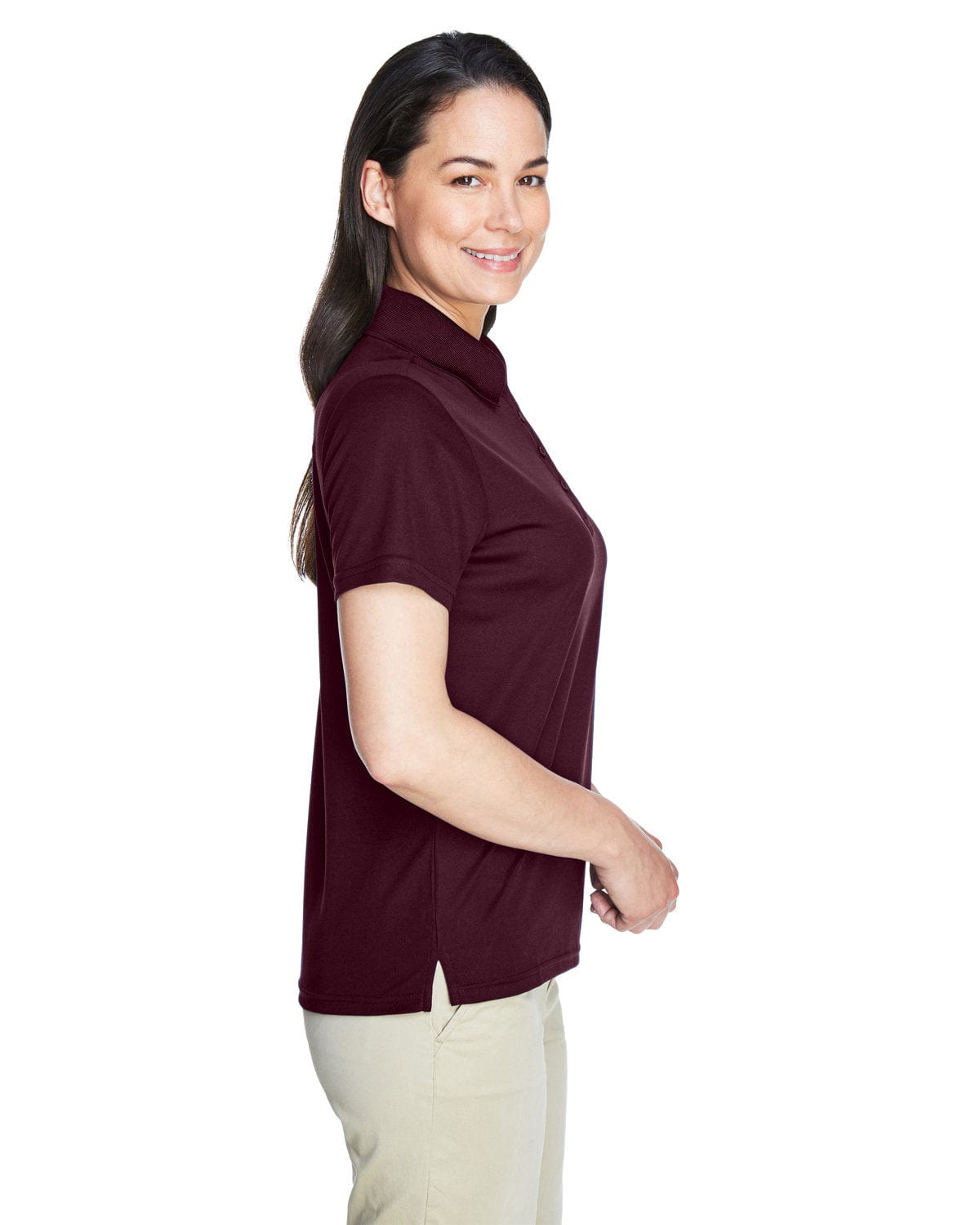 Core 365 Origin Ladies Performance Pique Polo 78181 | Burgundy - Side