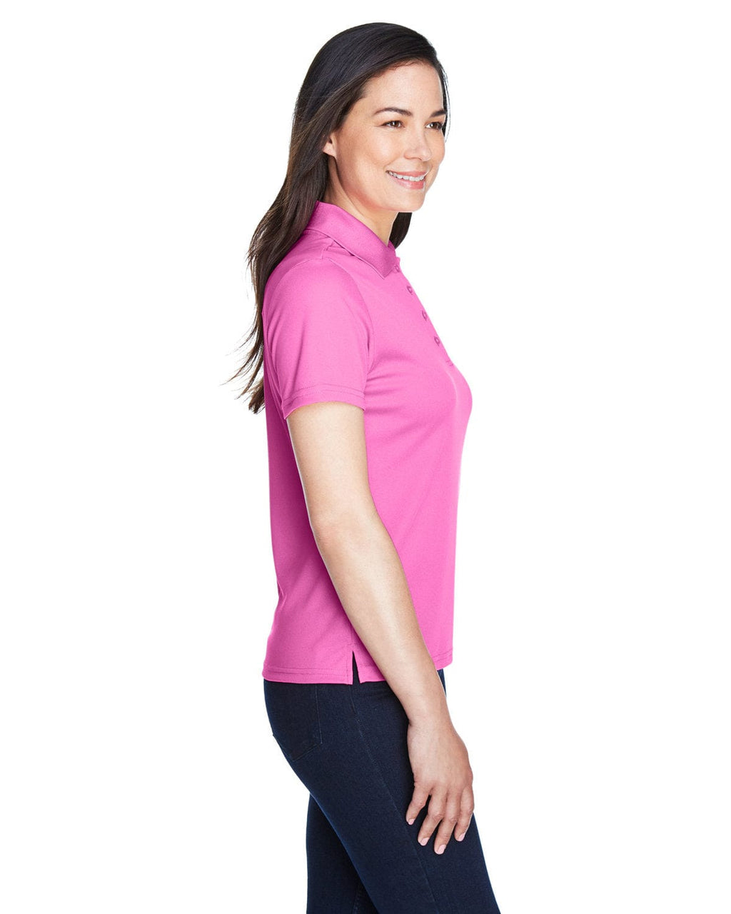 Core 365 Origin Ladies Performance Pique Polo 78181 | Charity Pink - Side