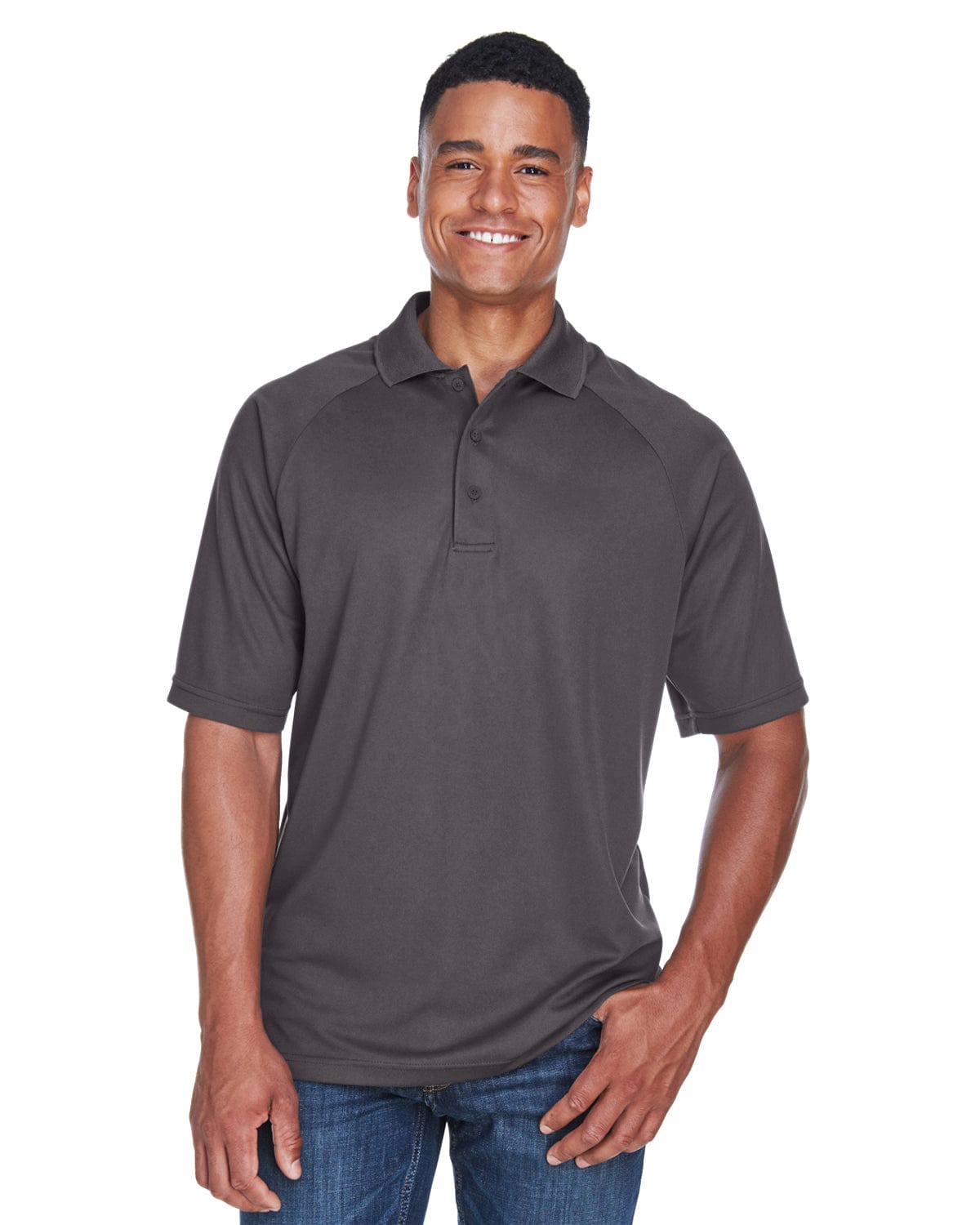 Extreme Mens Eperformance Pique Polo Shirt 85080 | Black Silk - Front