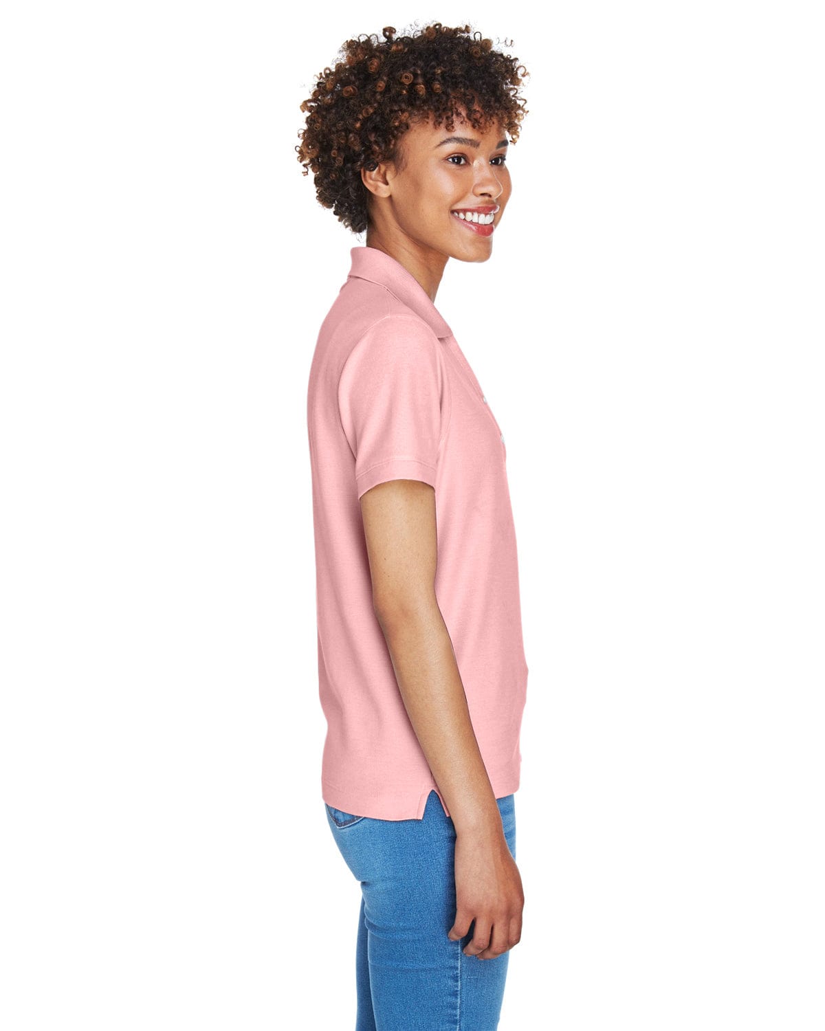 Devon & Jones Ladies Fine Pima Pique Polo D100W | Pink - Side